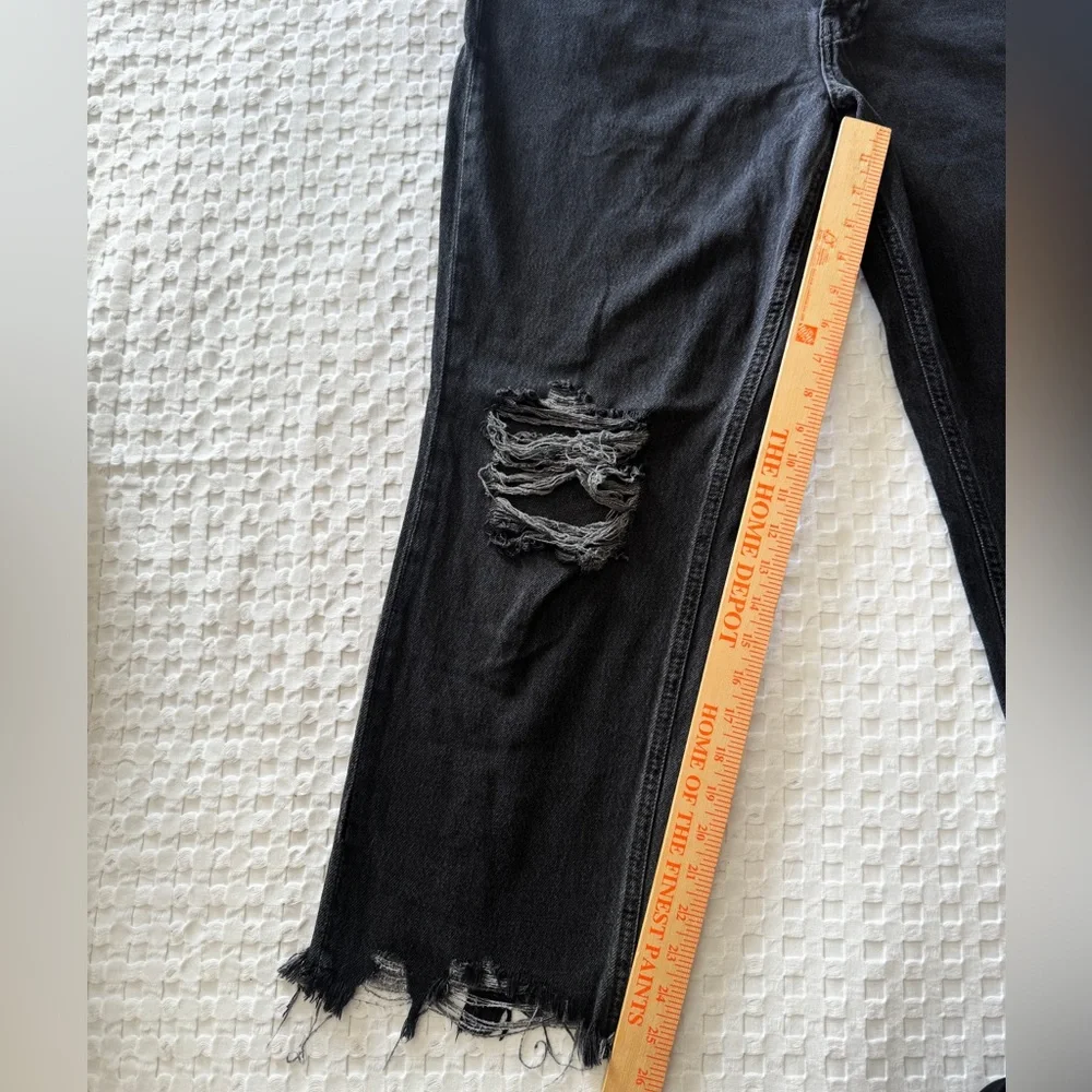 Free People We The Free Black Distressed Cropped Jeans Raw Hem Womens 31